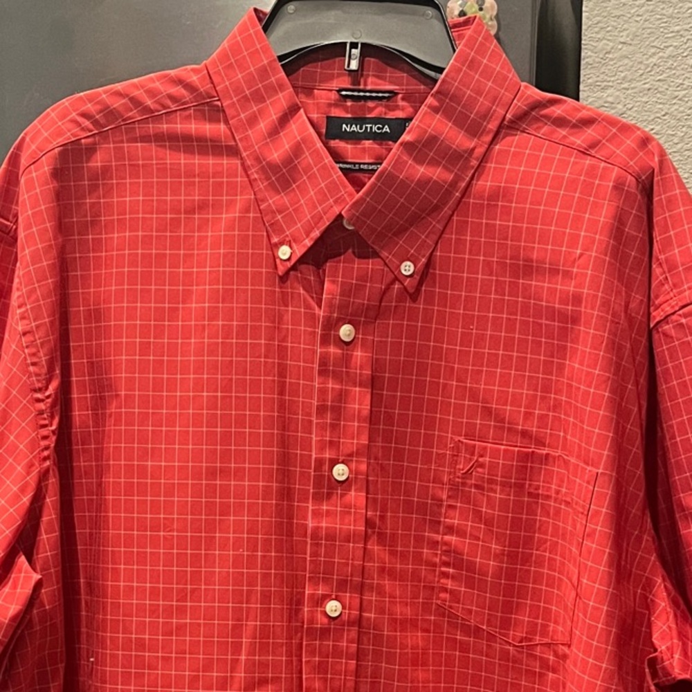Nautica Red Checkered Men's Shirt